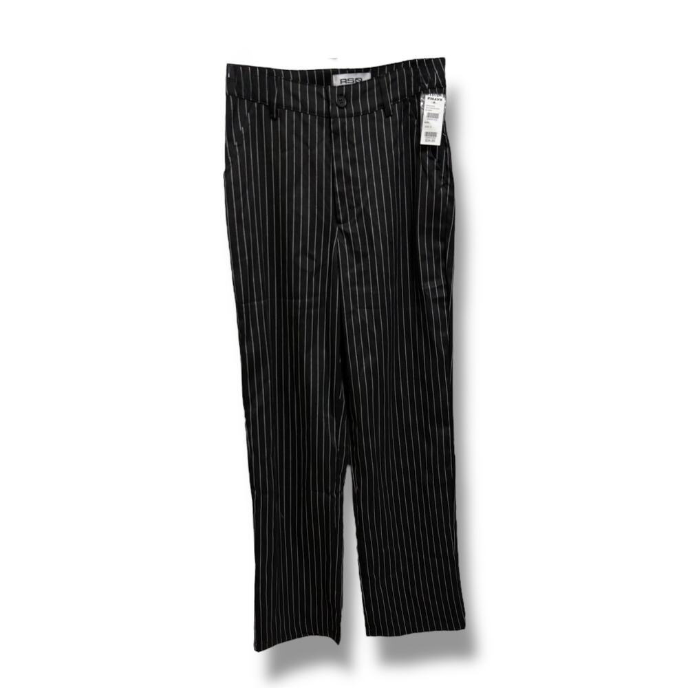 RSQ Womens Pinstripe‎ Black White High Waisted Dress Pants NEW Size Small